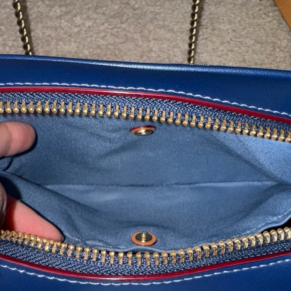 Coach Navy Blue Denim Signature Crossbody Bag NWT - Picture 11 of 11